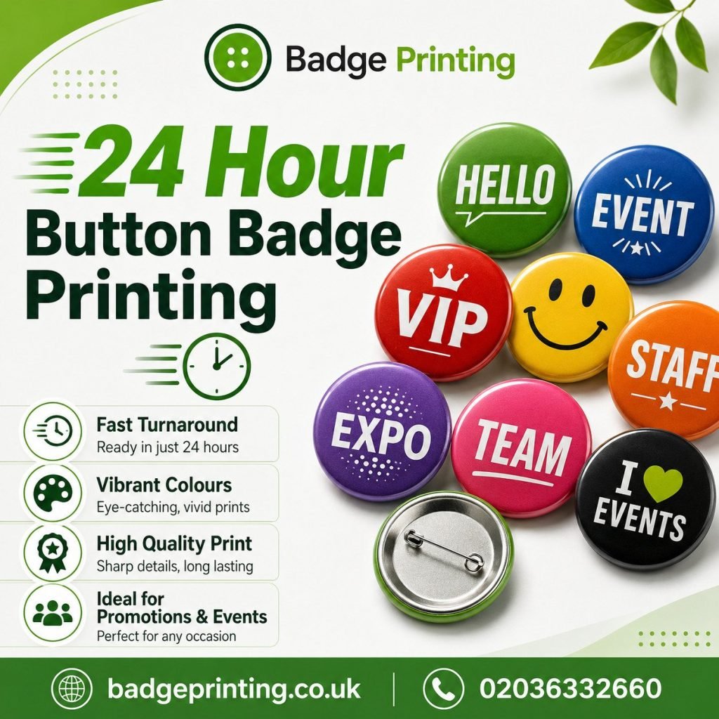 24 Hour Button Badge Printing