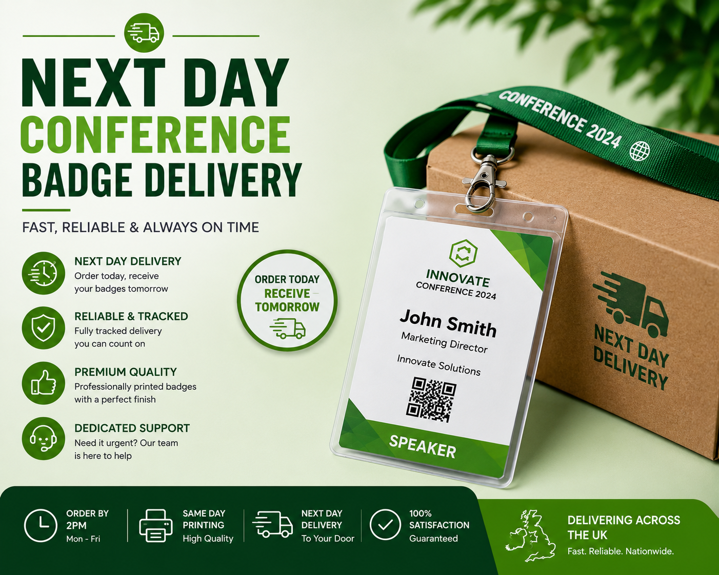 Next day badge delivery