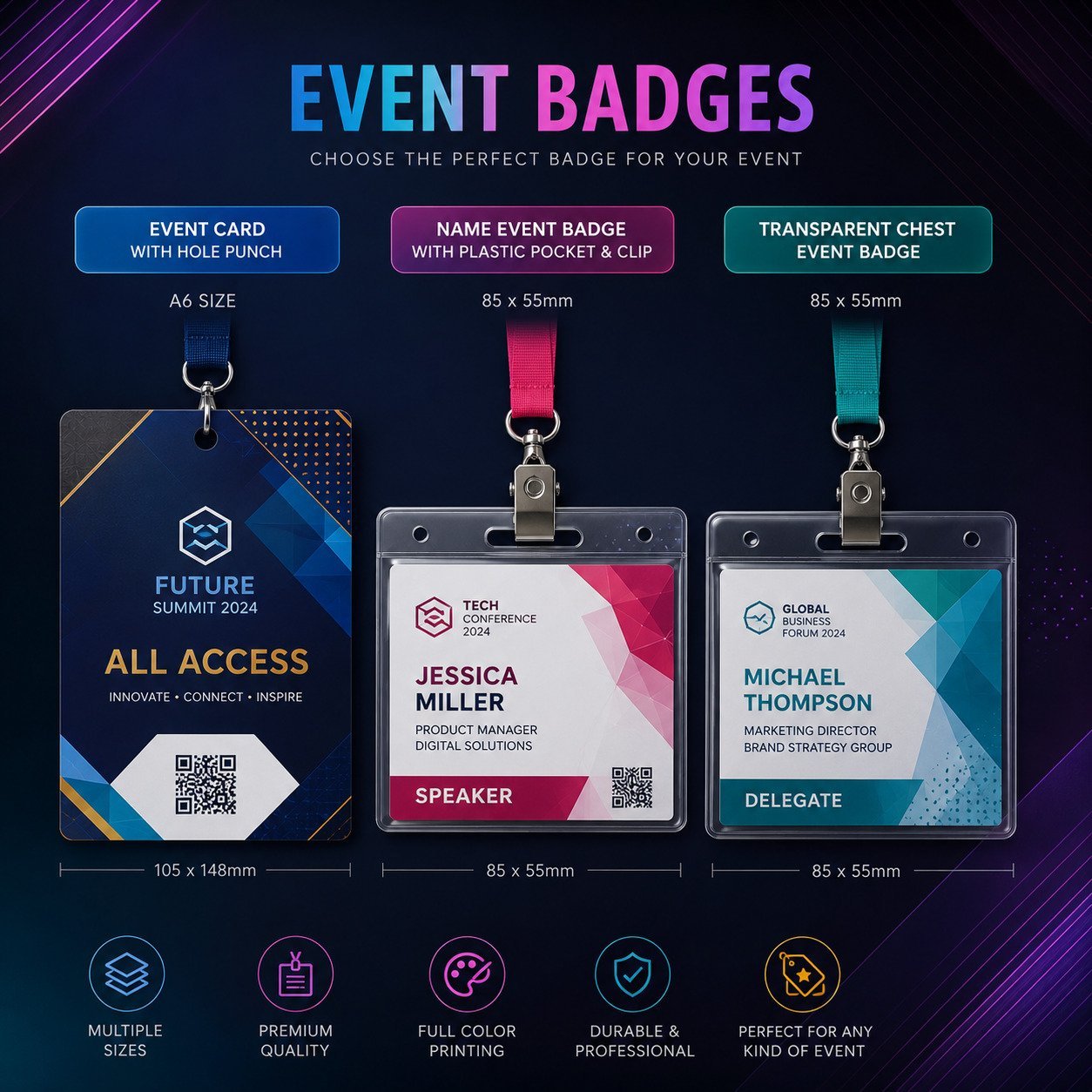 event badges size
