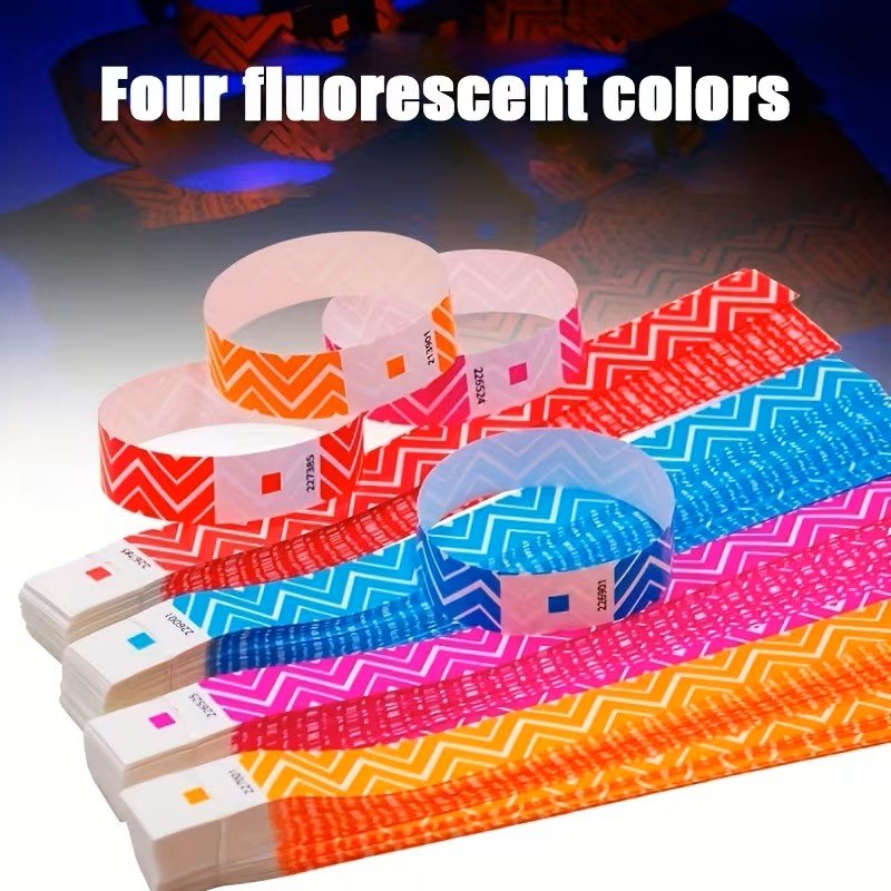 Fluorescent Zigzag Paper Wristband Four Fluoresecent Colours