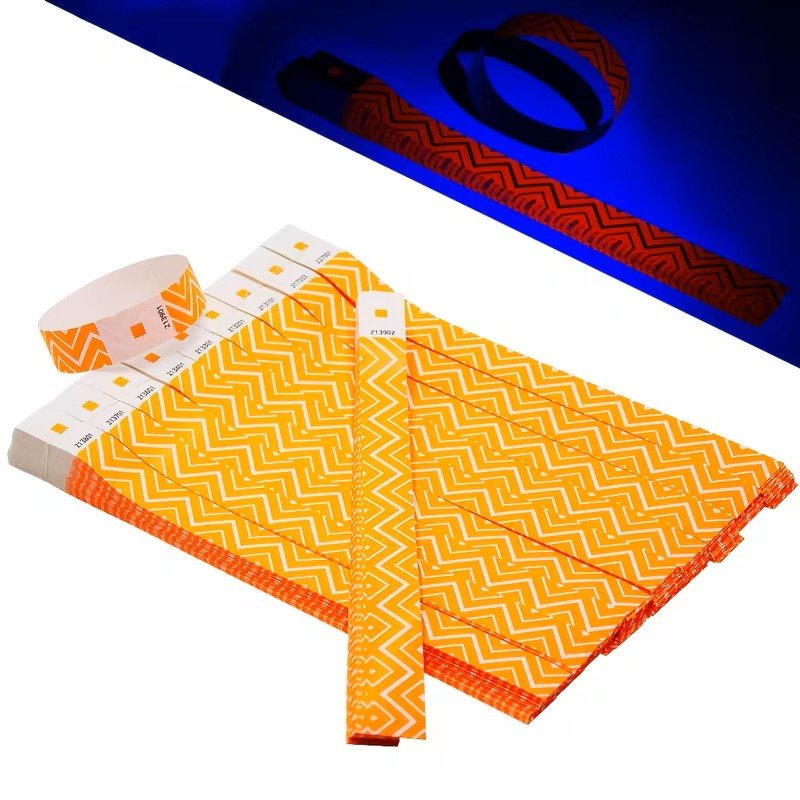 Fluorescent Zigzag Paper Wristband orange