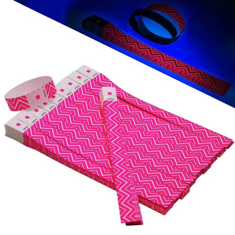 Fluorescent Zigzag Paper Wristband pink