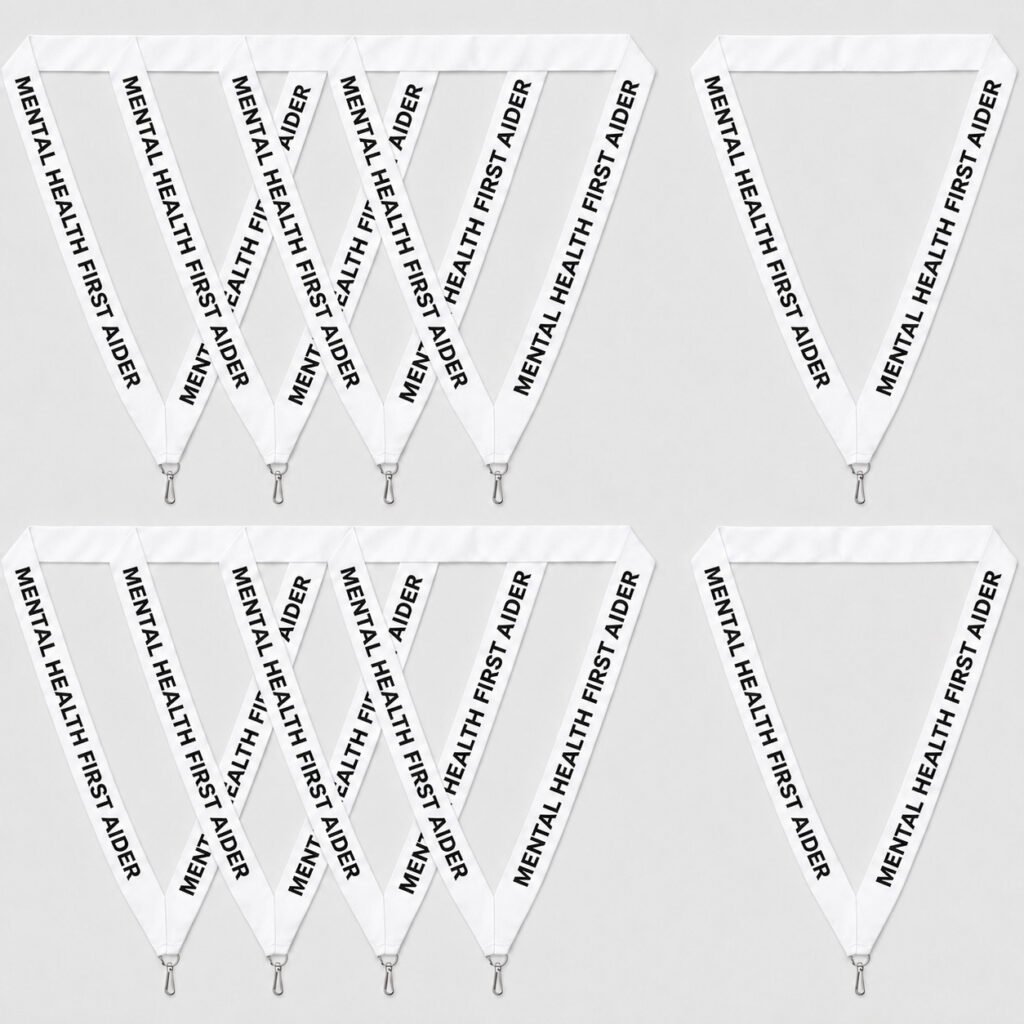 white Mental Health First Aider Lanyard